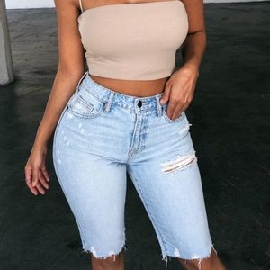 Malcolm High Waist Mom Bermuda Shorts (Light Blue)